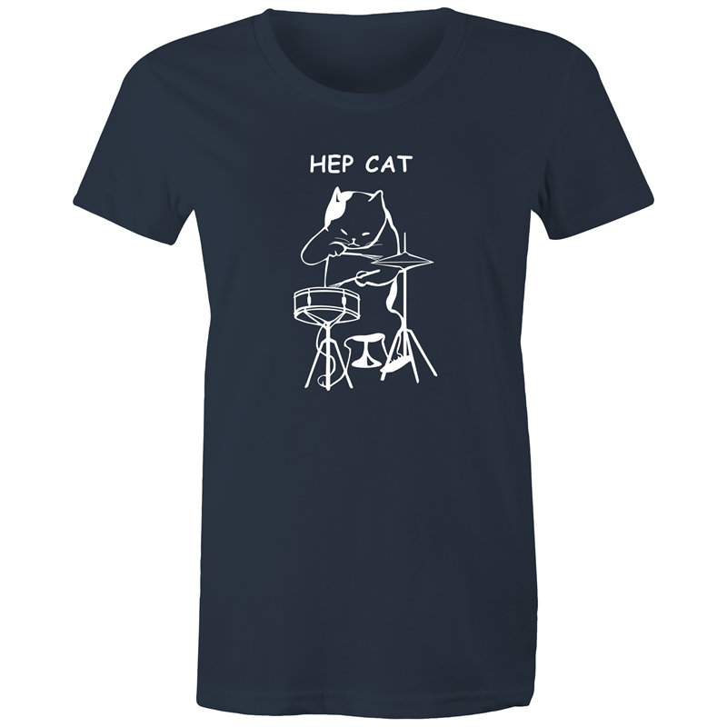 Hep Cat - Women's T-shirt Navy Womens T-shirt Music Womens