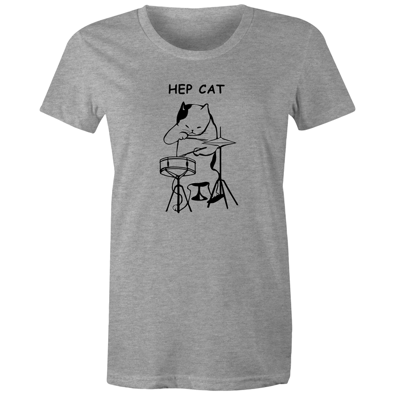 Hep Cat - Women's T-shirt Grey Marle Womens T-shirt Music Womens