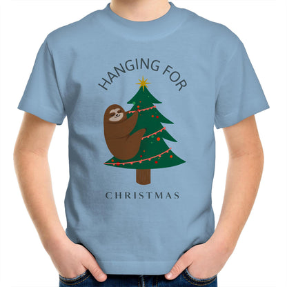 Hanging For Christmas - Kids Youth Crew T-Shirt Carolina Blue Christmas Kids T-shirt Merry Christmas