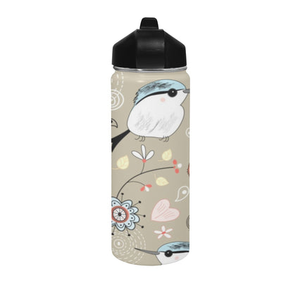 Birds Insulated Water Bottle with Straw Lid (18 oz) Insulated Water Bottle with Straw Lid