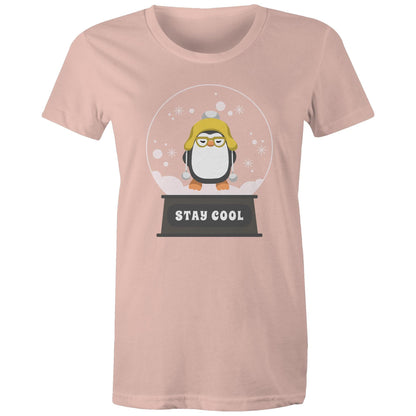 Stay Cool - Womens T-shirt Pale Pink Christmas Womens T-shirt Merry Christmas