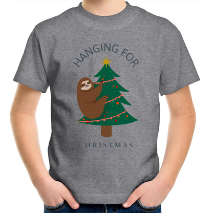 Hanging For Christmas - Kids Youth Crew T-Shirt Grey Marle Christmas Kids T-shirt Merry Christmas