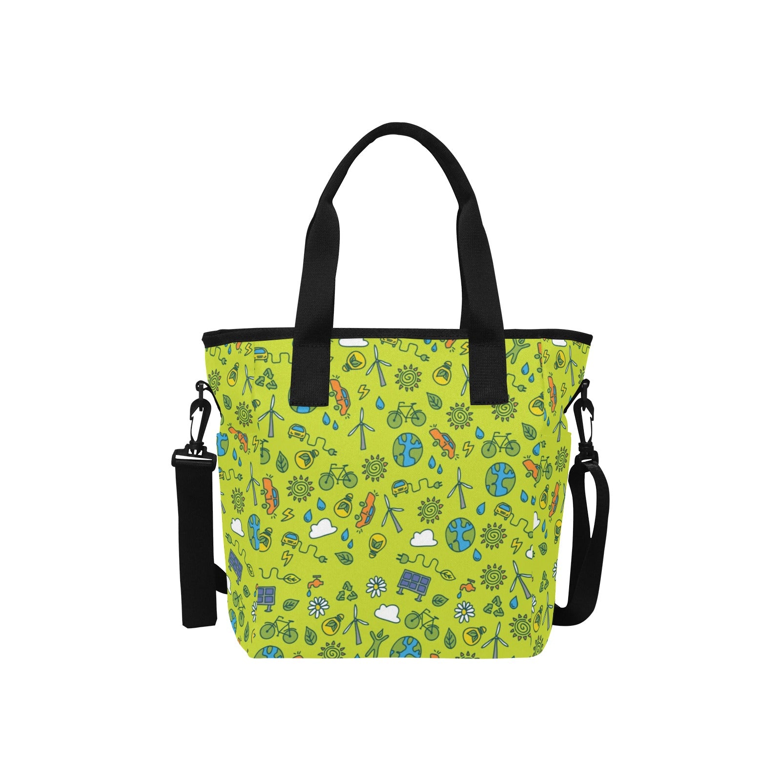 Go Green - Tote Bag with Shoulder Strap Nylon Tote Bag