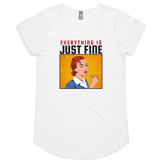 Everything Is Just Fine - Womens Scoop Neck T-Shirt White Womens Scoop Neck T-shirt comic Retro