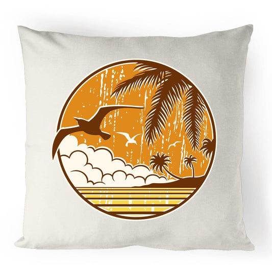 Tropical Days - 100% Linen Cushion Cover Natural One-Size Linen Cushion Cover Retro Summer Surf