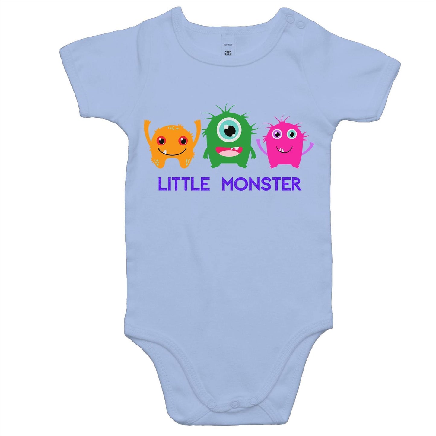 Little Monster - Baby Bodysuit Powder Blue Baby Bodysuit comic Funny kids Sci Fi Space