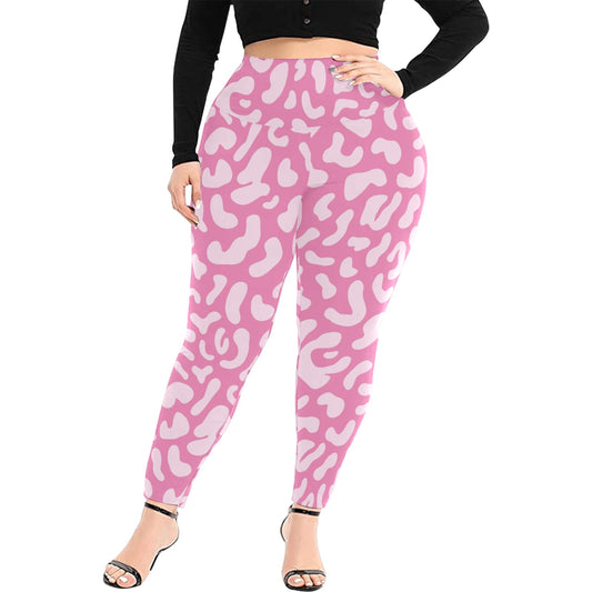 Pink Leopard - Women's Extra Plus Size High Waist Leggings Women's Extra Plus Size High Waist Leggings animal