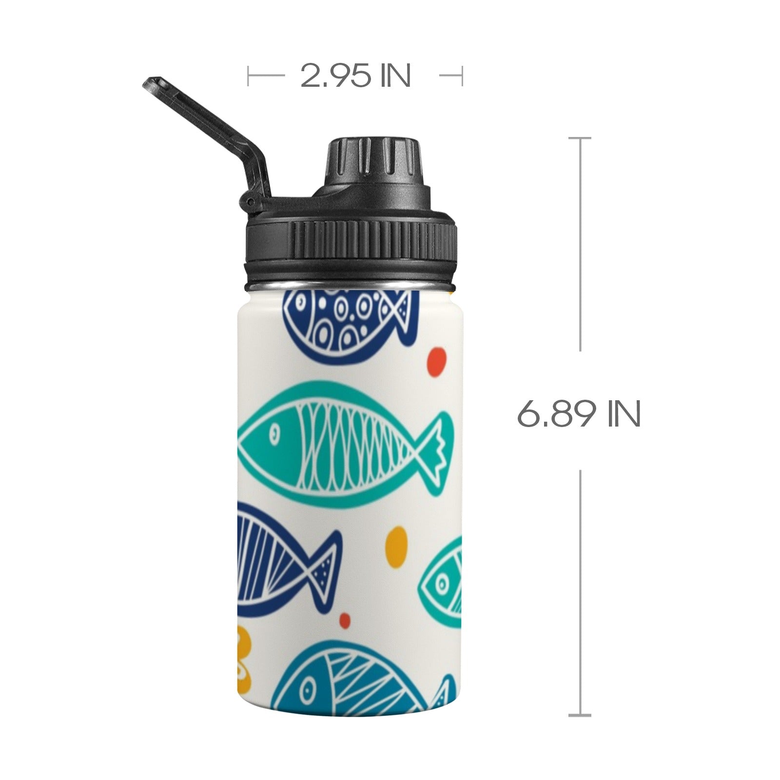 Fish - Kids Water Bottle with Chug Lid (12 oz) Kids Water Bottle with Chug Lid