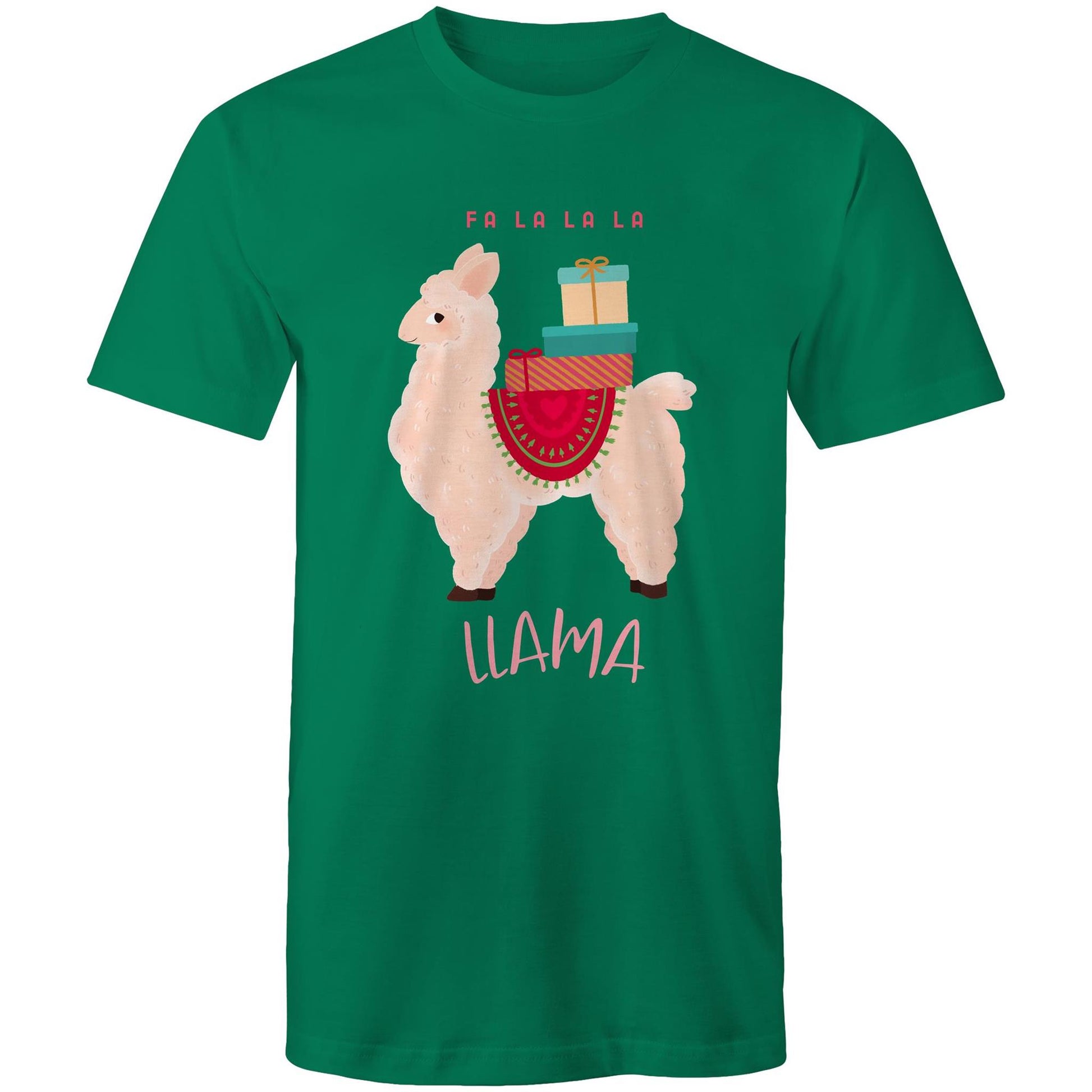 Llama Christmas - Mens T-Shirt Kelly Green Christmas Mens T-shirt Merry Christmas