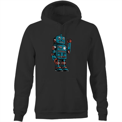 Robot - Pocket Hoodie Sweatshirt Black Hoodie Sci Fi
