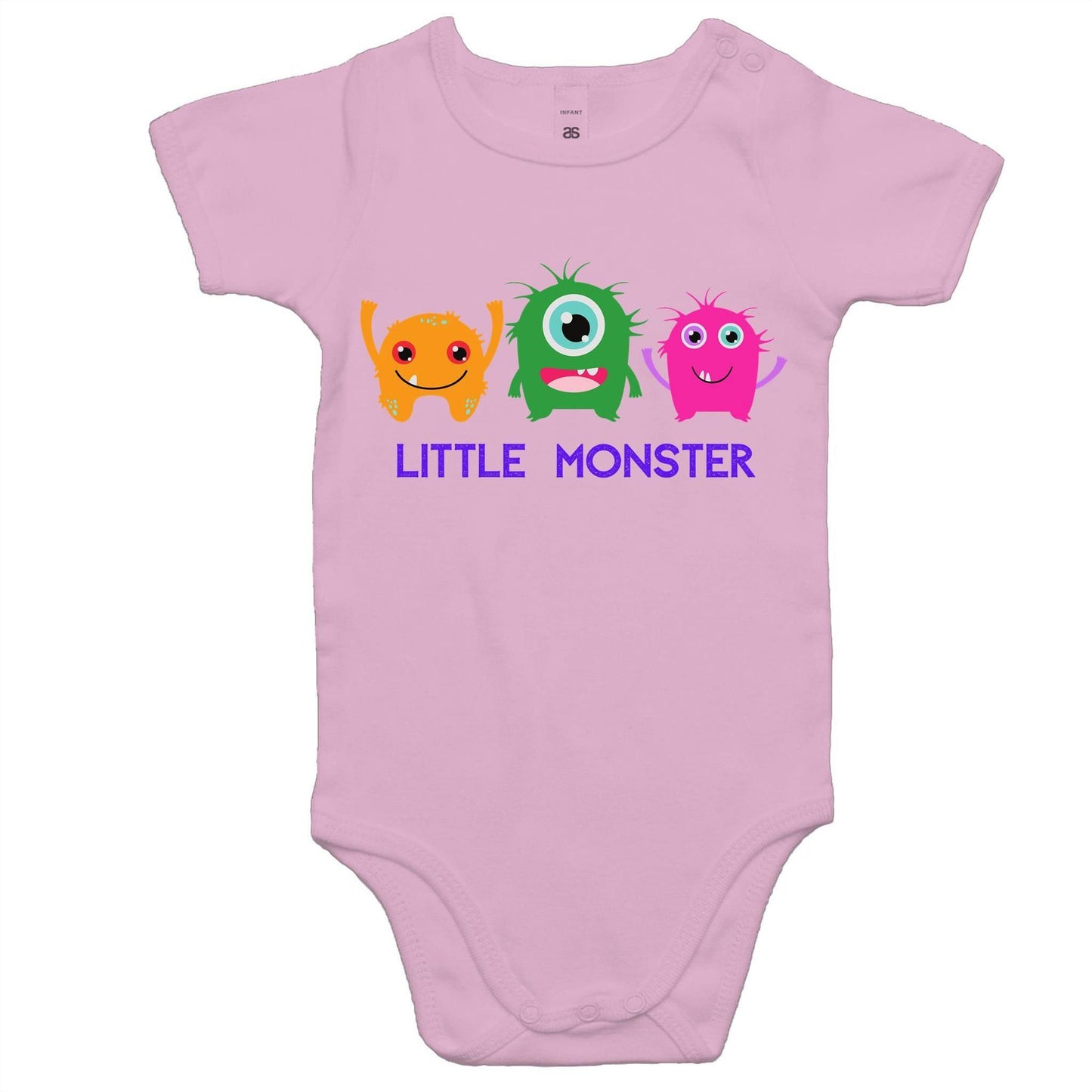 Little Monster - Baby Bodysuit Pink Baby Bodysuit comic Funny kids Sci Fi Space