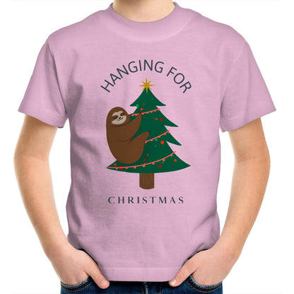 Hanging For Christmas - Kids Youth Crew T-Shirt Pink Christmas Kids T-shirt Merry Christmas