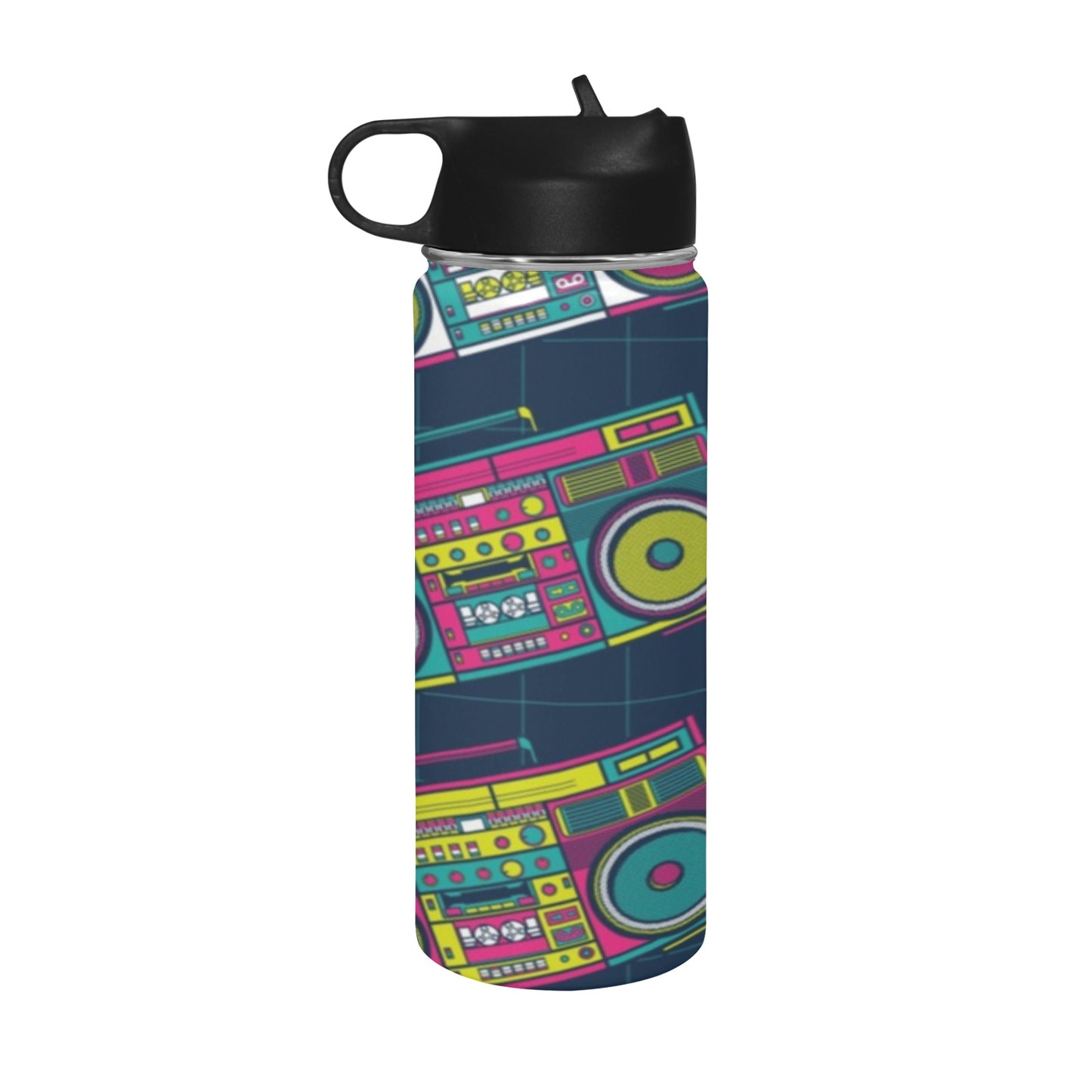 Boombox Insulated Water Bottle with Straw Lid (18 oz) Insulated Water Bottle with Straw Lid