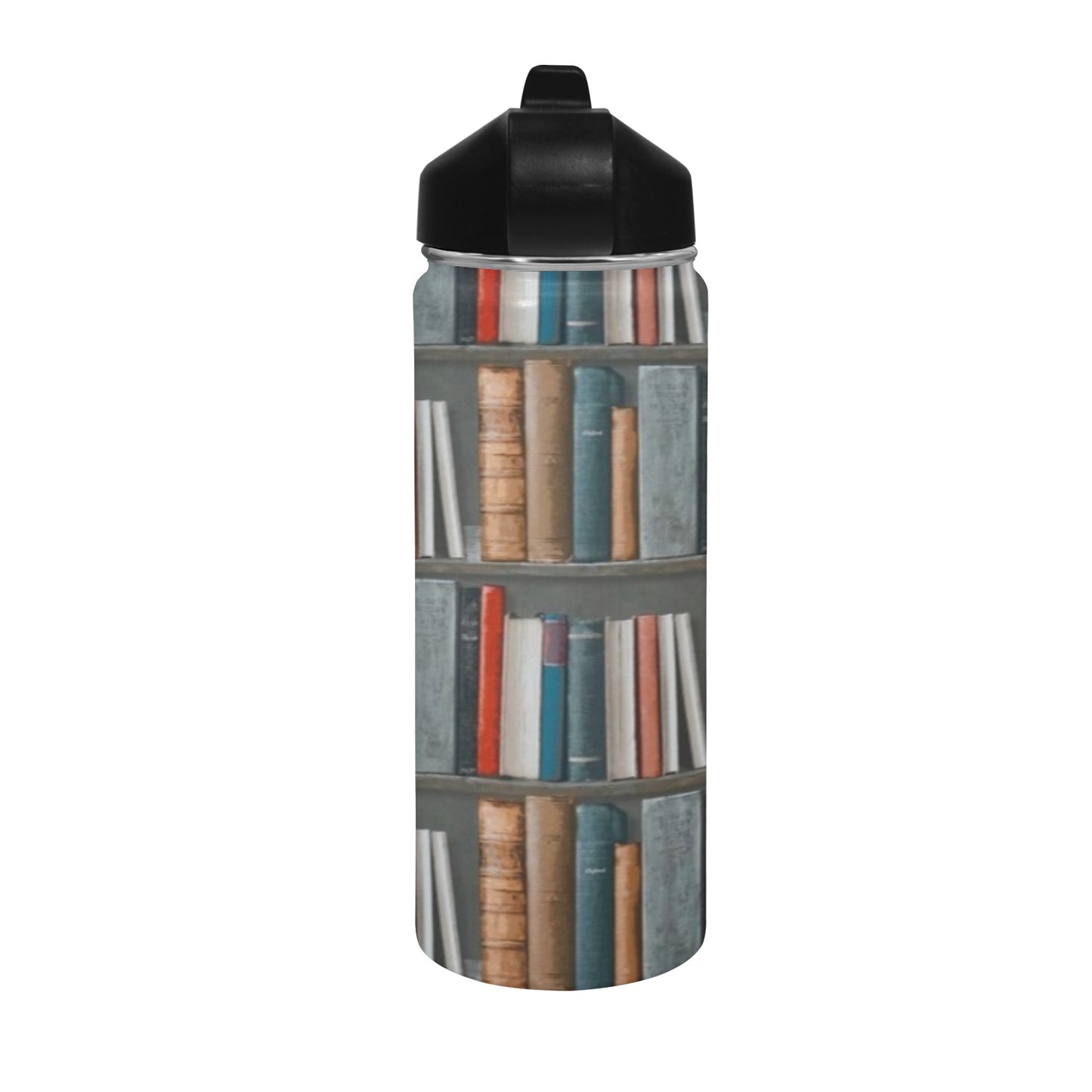Books Insulated Water Bottle with Straw Lid (18 oz) Insulated Water Bottle with Straw Lid