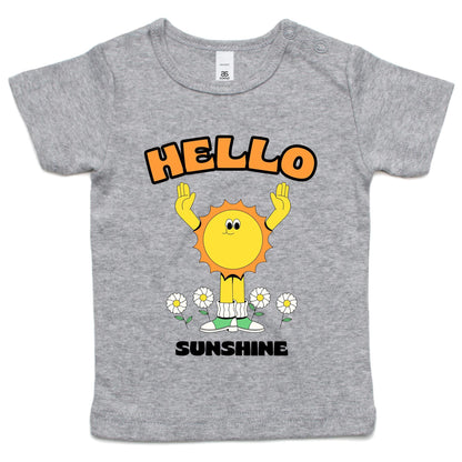 Hello Sunshine - Baby T-shirt Grey Marle Baby T-shirt Retro Summer