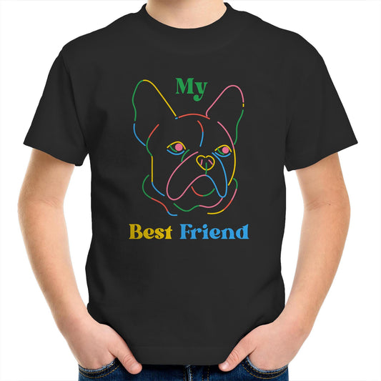 My Best Friend, Dog - Kids Youth Crew T-Shirt Black Kids Youth T-shirt animal