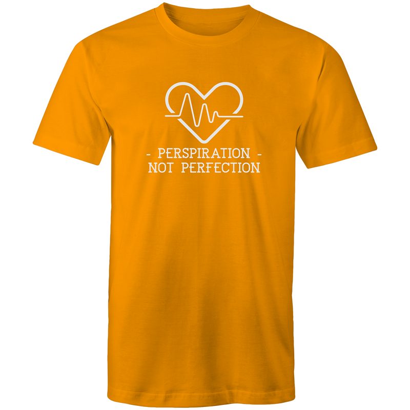 Perspiration Not Perfection - Short Sleeve T-shirt Orange Fitness T-shirt Fitness Mens Womens