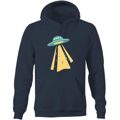 UFO - Pocket Hoodie Sweatshirt Navy Hoodie Mens Retro Sci Fi Space Womens