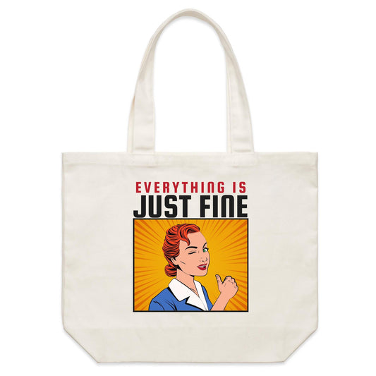 Everything Is Just Fine - Shoulder Canvas Tote Bag Default Title Shoulder Tote Bag comic Retro