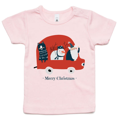 Santa Car - Baby T-shirt Pink Christmas Baby T-shirt Merry Christmas