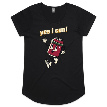 Yes I Can! - Womens Scoop Neck T-Shirt Black Womens Scoop Neck T-shirt Motivation Retro