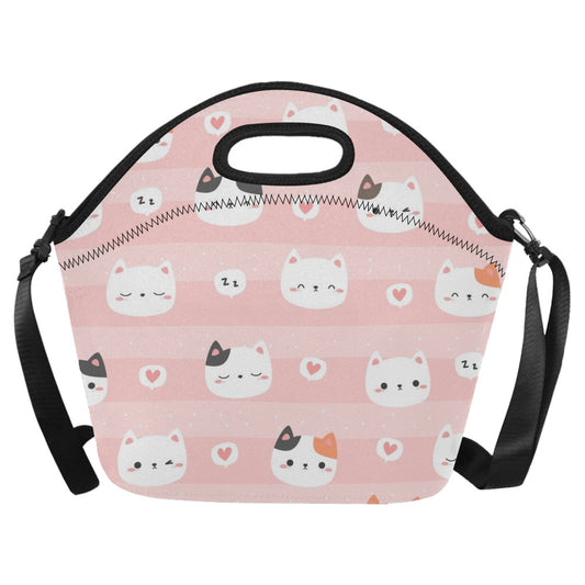 Pink Cats - Neoprene Lunch Bag/Large Neoprene Lunch Bag/Large animal