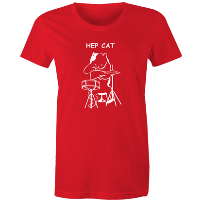 Hep Cat - Women's T-shirt Red Womens T-shirt Music Womens