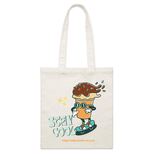 Stay Cool, Find Your Happy Place - Parcel Canvas Tote Bag Default Title Parcel Tote Bag Retro Summer