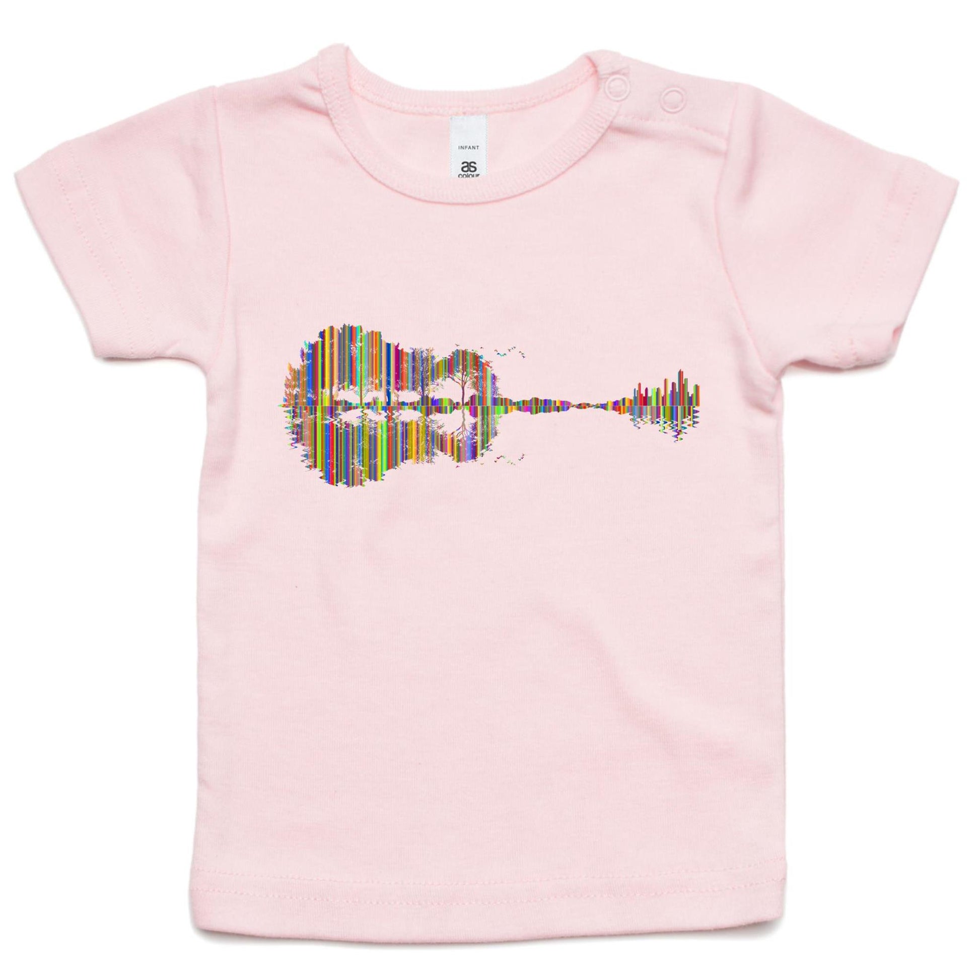 Guitar Reflection In Colour - Baby T-shirt Pink Baby T-shirt Music