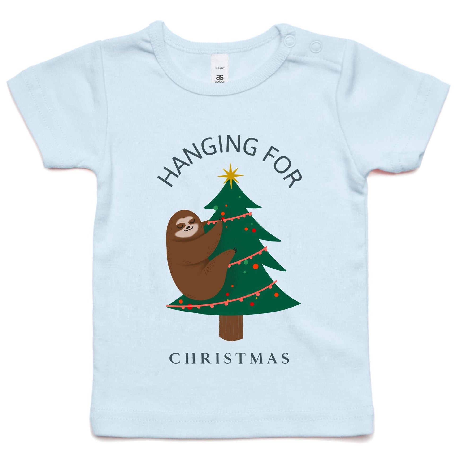 Hanging For Christmas - Baby T-shirt Powder Blue Christmas Baby T-shirt Merry Christmas
