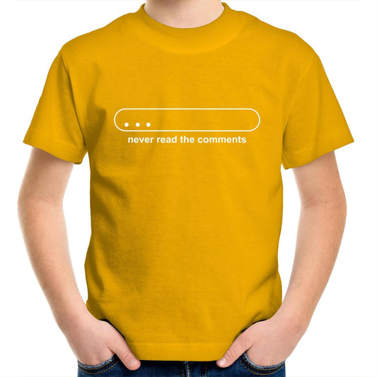 Never Read The Comments - Kids Youth Crew T-Shirt Gold Kids Youth T-shirt Funny