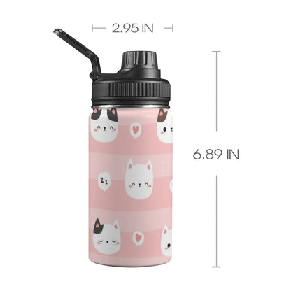 Pink Cats - Kids Water Bottle with Chug Lid (12 oz) Kids Water Bottle with Chug Lid