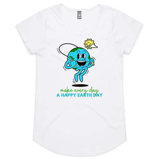 Make Every Day A Happy Earth Day - Womens Scoop Neck T-Shirt White Womens Scoop Neck T-shirt Environment