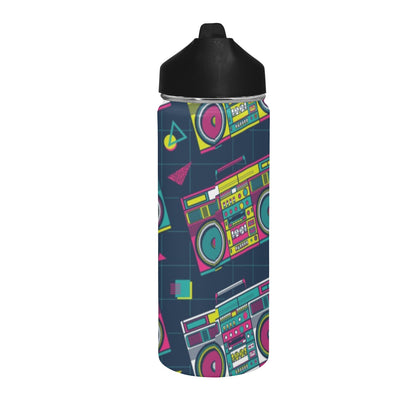 Boombox Insulated Water Bottle with Straw Lid (18 oz) Insulated Water Bottle with Straw Lid