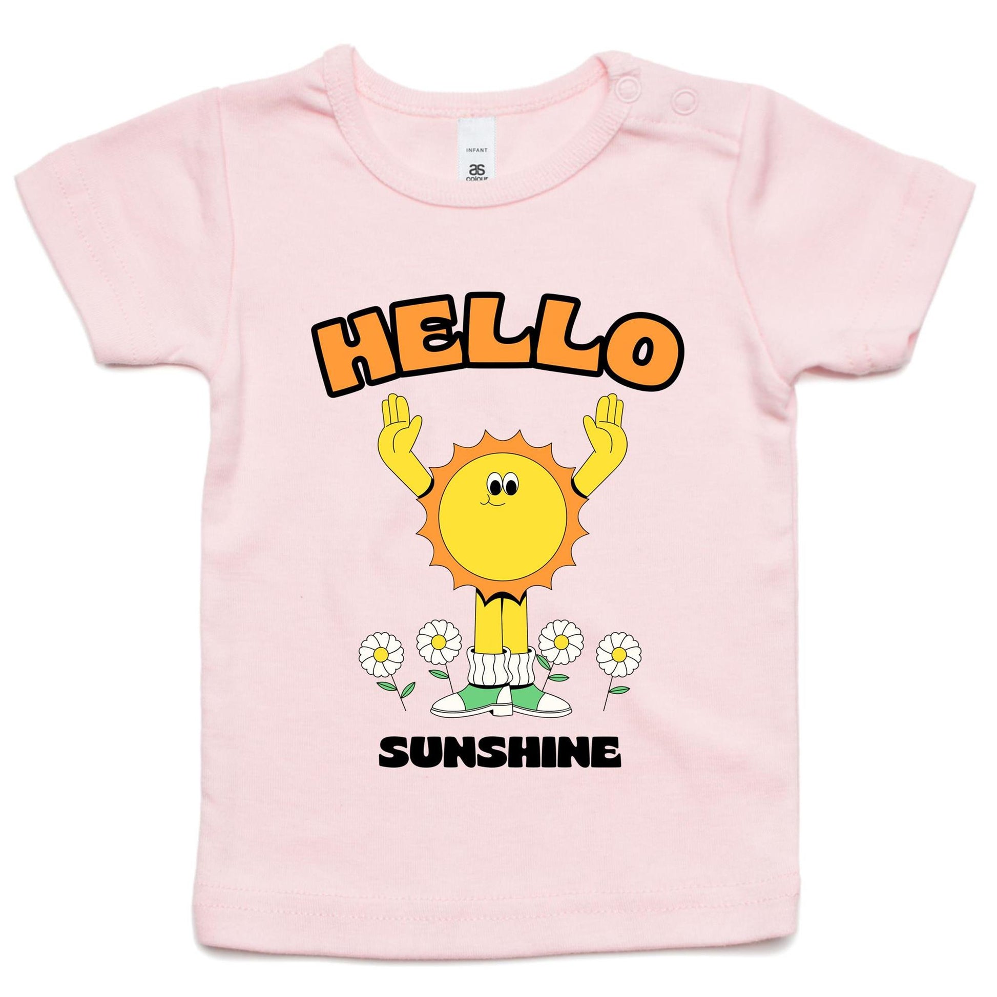 Hello Sunshine - Baby T-shirt Pink Baby T-shirt Retro Summer