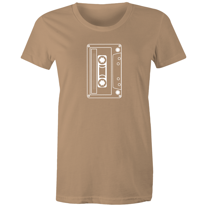 Cassette - Women's T-shirt Tan Womens T-shirt Music Retro Womens