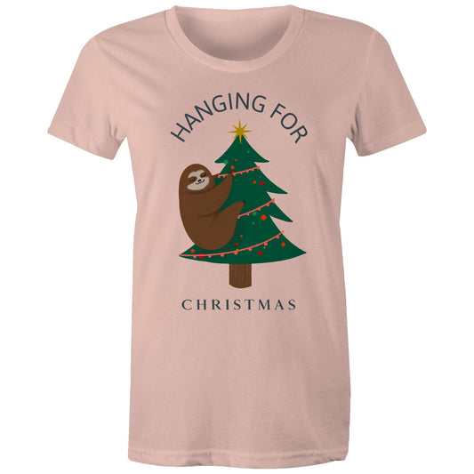 Hanging For Christmas - Womens T-shirt Pale Pink Christmas Womens T-shirt Merry Christmas