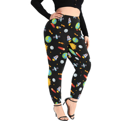 Busy Space - Women's Extra Plus Size High Waist Leggings Women's Extra Plus Size High Waist Leggings Space