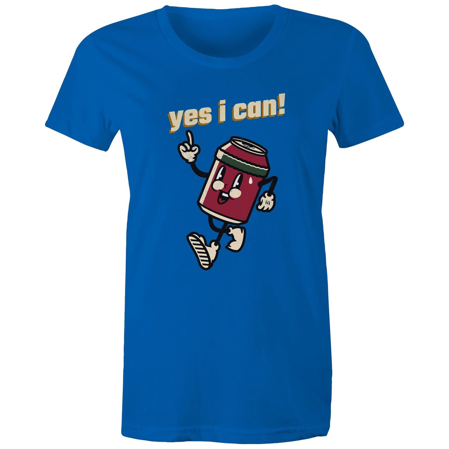 Yes I Can! - Womens T-shirt Bright Royal Womens T-shirt Motivation Retro