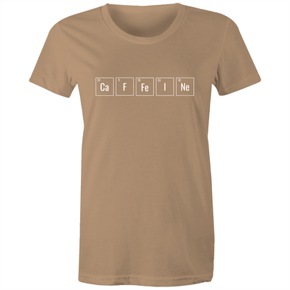 Caffeine Symbols - Women's T-shirt Tan Womens T-shirt Coffee Science Womens