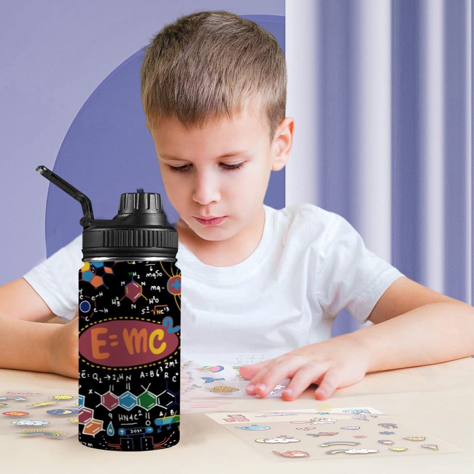 Science Time - Kids Water Bottle with Chug Lid (12 oz) Kids Water Bottle with Chug Lid