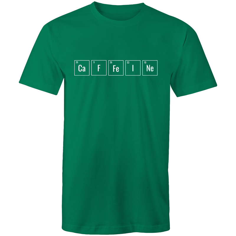 Caffeine Symbols - Mens T-Shirt Kelly Green Mens T-shirt Coffee Mens Science