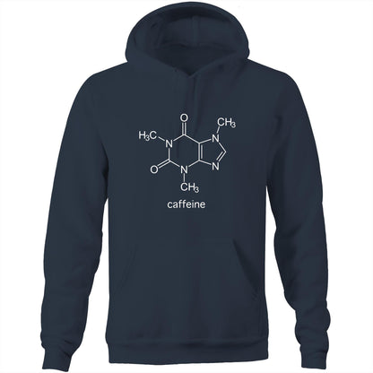 Caffeine Molecule - Pocket Hoodie Sweatshirt Navy Hoodie Coffee Mens Science Womens