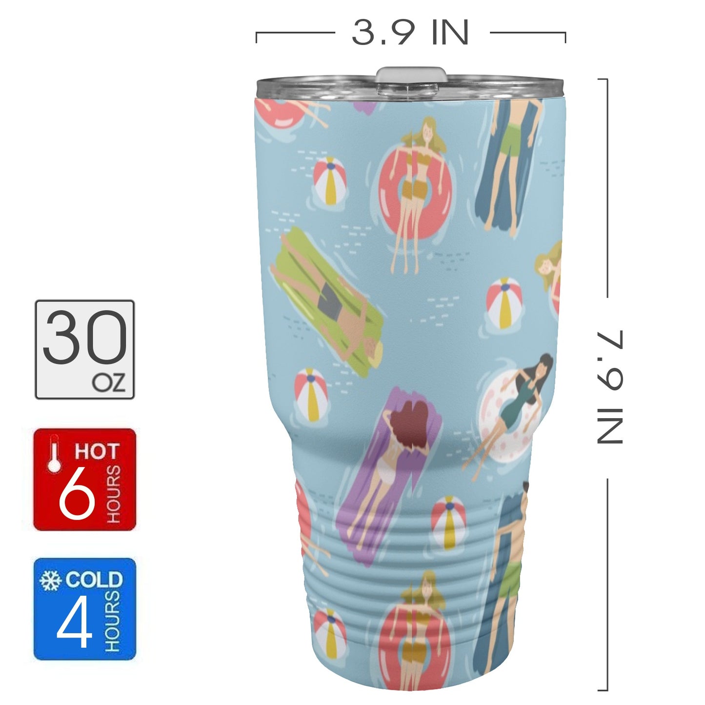 Beach Float - 30oz Insulated Stainless Steel Mobile Tumbler 30oz Insulated Stainless Steel Mobile Tumbler Summer