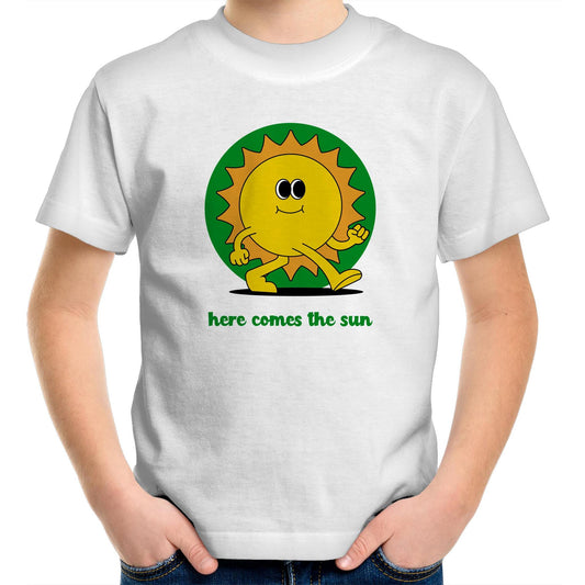 Here Comes The Sun - Kids Youth Crew T-Shirt White Kids Youth T-shirt Retro Summer