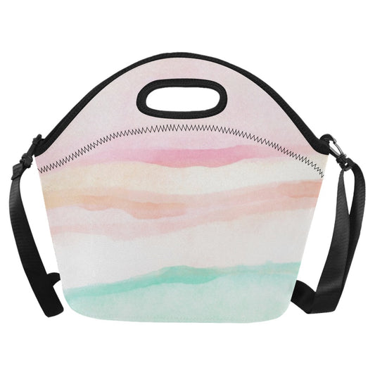 Pastel Stripes - Neoprene Lunch Bag/Large Neoprene Lunch Bag/Large