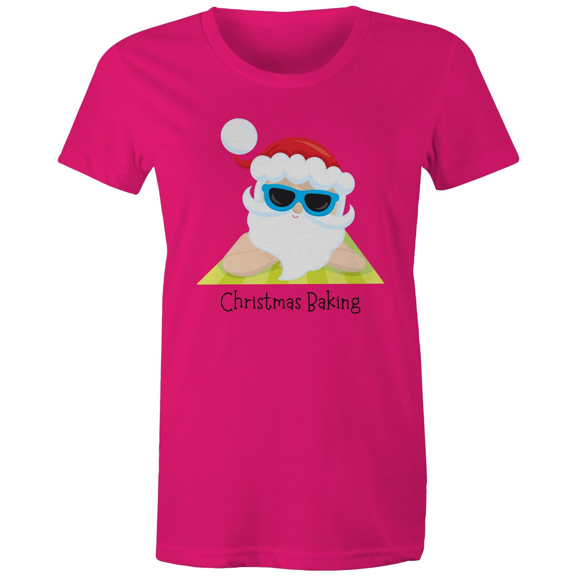 Christmas Baking - Womens T-shirt Fuchsia Christmas Womens T-shirt Merry Christmas
