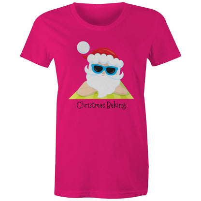 Christmas Baking - Womens T-shirt Fuchsia Christmas Womens T-shirt Merry Christmas