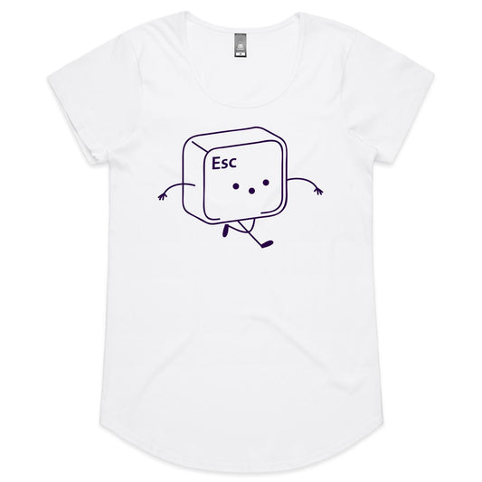 Esc, Escape Key - Womens Scoop Neck T-Shirt White Womens Scoop Neck T-shirt Tech
