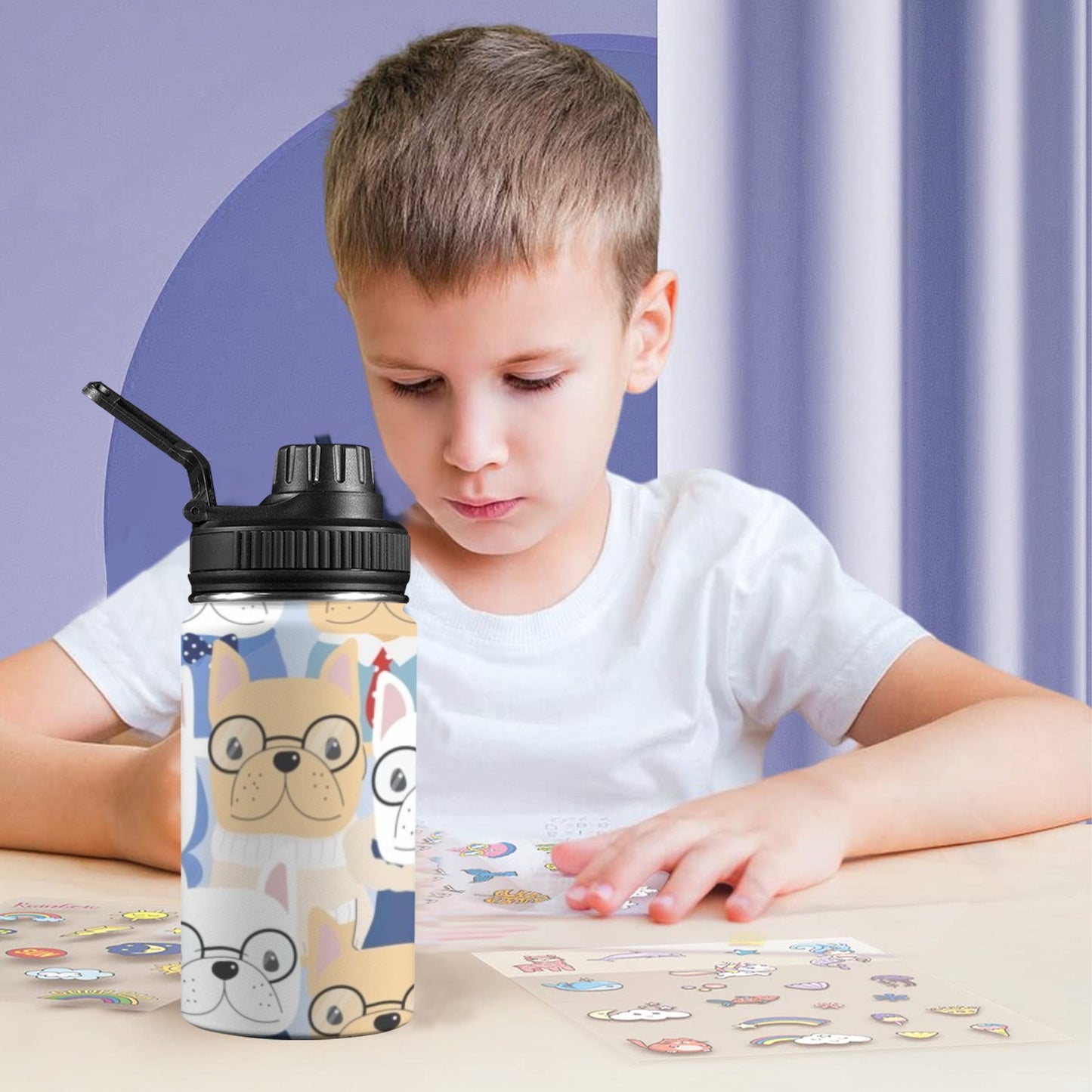 Dog Crowd - Kids Water Bottle with Chug Lid (12 oz) Kids Water Bottle with Chug Lid